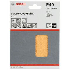 Bosch Schleifblatt C470, 115 x 107 mm, 40, 6 Löcher, Klett, 10er-Pack (2 608 607 455), image 