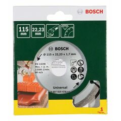 Bosch Diamanttrennscheibe für Baumaterial, Durchmesser: 115 mm (2 607 019 474), image 