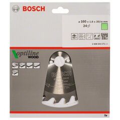 Bosch Kreissägeblatt Optiline Wood für Handkreissägen, 160 x 20/16 x 1,8 mm, 24 (2 608 641 171), image 