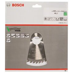 Bosch Kreissägeblatt Optiline Wood für Handkreissägen, 165 x 30 x 2,6 mm, 48 (2 608 641 175), image 