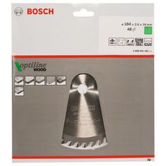 Bosch Kreissägeblatt Optiline Wood für Handkreissägen, 184 x 16 x 2,6 mm, 48 (2 608 641 181), image 