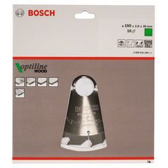 Bosch Kreissägeblatt Optiline Wood für Handkreissägen, 190 x 30 x 2,0 mm, 16 (2 608 641 184), image 