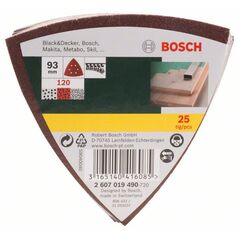 Bosch Schleifblatt-Set für Deltaschleifer, 93 mm, 120, 6 Löcher, 25er-Pack (2 607 019 490), image 
