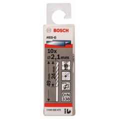 Bosch Metallbohrer HSS-G, DIN 338, 2,1 x 24 x 49 mm, 10er-Pack (2 608 585 475), image 