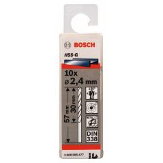 Bosch Metallbohrer HSS-G, DIN 338, 2,4 x 30 x 57 mm, 10er-Pack (2 608 585 477), image 