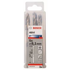 Bosch Metallbohrer HSS-G, DIN 338, 8,1 x 75 x 117 mm, 5er-Pack (2 608 585 508), image 