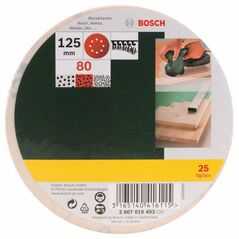 Bosch Schleifblatt-Set für Exzenterschleifer, 25-teilig, 8 Löcher, 125 mm, 80 (2 607 019 493), image 