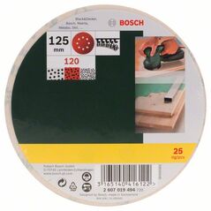 Bosch Schleifblatt-Set für Exzenterschleifer, 25-teilig, 8 Löcher, 125 mm, 120 (2 607 019 494), image 