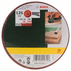 Bosch Schleifblatt-Set für Exzenterschleifer, 25-teilig, 8 Löcher, 125 mm, 80 - 240 (2 607 019 497), image 