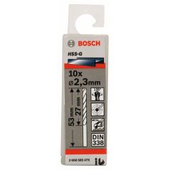 Bosch Metallbohrer HSS-G, DIN 338, 2,3 x 27 x 53 mm, 10er-Pack (2 608 585 476), image 