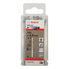 Bosch Metallbohrer HSS-Co, DIN 338, 4,5 x 47 x 80 mm, 10er-Pack (2 608 585 883), image 
