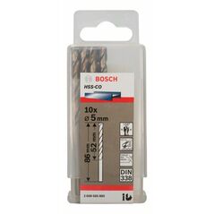 Bosch Metallbohrer HSS-Co, DIN 338, 5 x 52 x 86 mm, 10er-Pack (2 608 585 885), image 