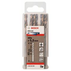 Bosch Metallbohrer HSS-Co, DIN 338, 5,5 x 57 x 93 mm, 10er-Pack (2 608 585 888), image 