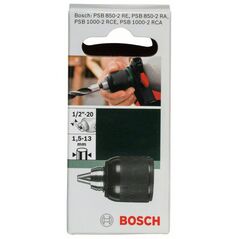 Bosch Schnellspannbohrfutter, D: 1,5 bis 13 mm, A: 1/2 bis 20, passend zu PSB 850 (2 609 255 730), image 
