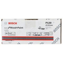 Bosch Schleifblatt C470, 125 mm, 120, 8 Löcher, Klett, 50er-Pack (2 608 607 828), image 