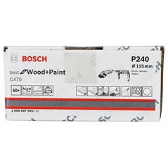 Bosch Schleifblatt Papier C470, 115 mm, 240, ungelocht, Klett, 50er-Pack (2 608 607 945), image 
