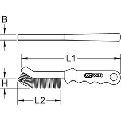 KS Tools Stahldraht-Bremssattel-Drahtbürste 2-reihig, gerade, image 