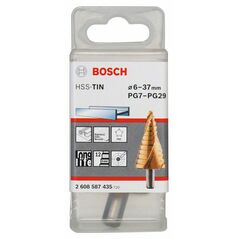 Bosch Stufenbohrer HSS-TiN, für Kabelverschraubung, 6 - 37 mm, 10 mm, 93 mm, 12 Stufen (2 608 587 435), image 