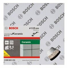 Bosch Diamanttrennscheibe Standard for Ceramic, 115 x 22,23 x 1,6 x 7 mm, 10er-Pack (2 608 603 231), image 
