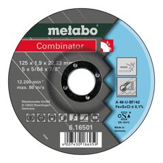 Metabo Combinator 115x1,9x22,23 mm, Inox, Trenn- u. Schruppscheibe, gekröpfte Ausführung, image 