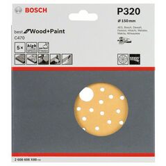 Bosch Schleifblatt C470, 150 mm, 320, Multilochung, Klett, 5er-Pack (2 608 608 X88), image 