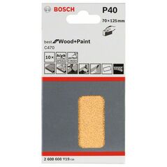 Bosch Schleifblatt C470, 70 x 125 mm, 40, ungelocht, 10er-Pack (2 608 608 Y19), image 