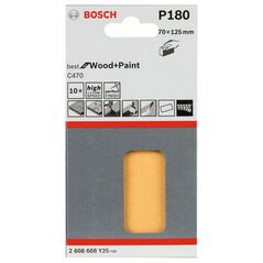 Bosch Schleifblatt C470, 70 x 125 mm, 180, ungelocht, 10er-Pack (2 608 608 Y25), image 
