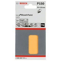Bosch Schleifblatt C470, 70 x 125 mm, 150, ungelocht, 10er-Pack (2 608 608 Y24), image 