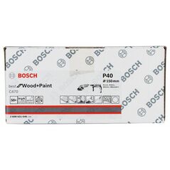 Bosch Schleifblatt Papier C470, 150 mm, 40, ungelocht, Klett, 50er-Pack (2 608 621 046), image 