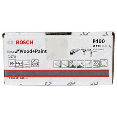 Bosch Schleifblatt Papier C470, 115 mm, 400, ungelocht, Klett, 50er-Pack (2 608 621 042), image 