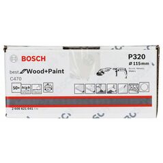Bosch Schleifblatt Papier C470, 115 mm, 320, ungelocht, Klett, 50er-Pack (2 608 621 041), image 