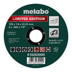 Metabo Limited Edition 125 x 1,0 x 22,23 mm, Inox, Trennscheibe, gerade Ausführung, image 