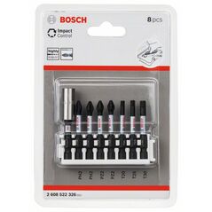 Bosch Schrauberbit-Set Impact Control, 8-teilig, 2 x PH2, 2x PZ2, T20, T25, T30, 50 mm (2 608 522 326), image 