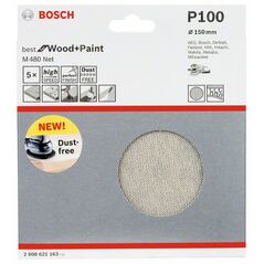Bosch Schleifblatt M480 Net, Best for Wood and Paint, 150 mm, 100, 5er-Pack (2 608 621 163), image 