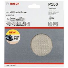 Bosch Schleifblatt M480 Net, Best for Wood and Paint, 150 mm, 150, 5er-Pack (2 608 621 165), image 
