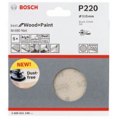 Bosch Schleifblatt M480 Net, Best for Wood and Paint, 115 mm, 220, 5er-Pack (2 608 621 140), image 