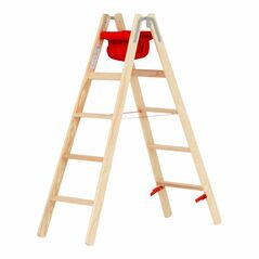 Hymer Holz-Stufenstehleiter 2x10 Stufen Länge 2,93 m beidseitig begehbar, image 