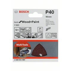 Bosch Schleifblatt F460 Best for Wood and Paint, 93 mm, 40, 5er-Pack (2 608 621 684), image 