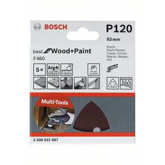Bosch Schleifblatt F460 Best for Wood and Paint, 93 mm, 120, 5er-Pack (2 608 621 687), image 