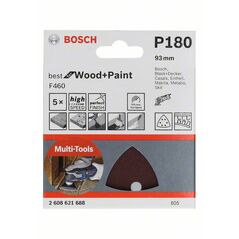 Bosch Schleifblatt F460 Best for Wood and Paint, 93 mm, 180, 5er-Pack (2 608 621 688), image 