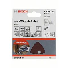 Bosch Schleifblatt F460 Best for Wood and Paint, 93 mm, 60/120/240, 6er-Pack (2 608 621 690), image 