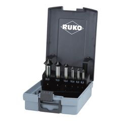 RUKO Kegel- und Entgratsenker-Satz ULTIMATECUT DIN 335 Form C 90 Grad HSS Co 5 RUnaTEC in ABS-Kunststoffkassette 6,3 - 20,5 mm, image 