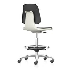 bimos Arbeitsstuhl Labsit mit Rollen Sitzhöhe 560-810 mm Supertec Sitzschale weiß, image 