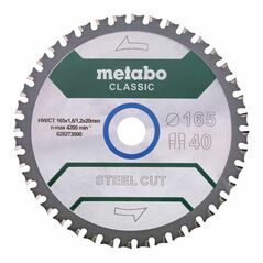 Metabo Sägeblatt "steel cut - classic", 165x1,6/1,2x20 Z40 FZFA/FZFA 4°, image 