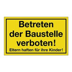 Hinweiszeichen Betreten der Baustelle verboten L250xB150mm Ku. schwarz/gelb, image 