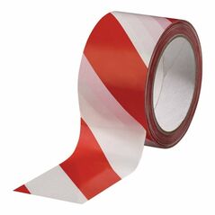Warnmarkierungsband PVC rot/weiß L.66m B.60mm Rl., image 