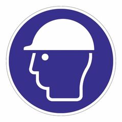 Schild Kopfschutz benutzen D.200mm Kunststoff blau/weiß ASR A1.3 DIN EN ISO 7010, image 