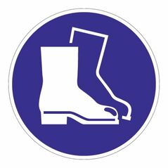 Schild Fußschutz benutzen D.200mm Kunststoff blau/weiß ASR A1.3 DIN EN ISO 7010, image 