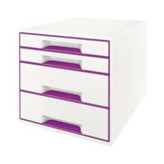 Leitz Schubladenbox WOW CUBE 52132062 4Schubfächer weiß/violett, image 
