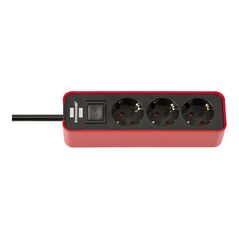 Ecolor Steckdosenleiste 3fach rot/schwarz mit Schalter, image 